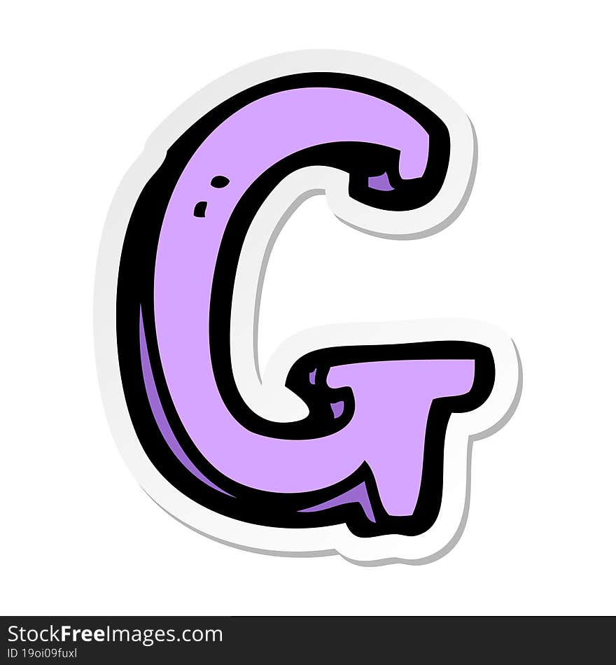 sticker of a cartoon letter G