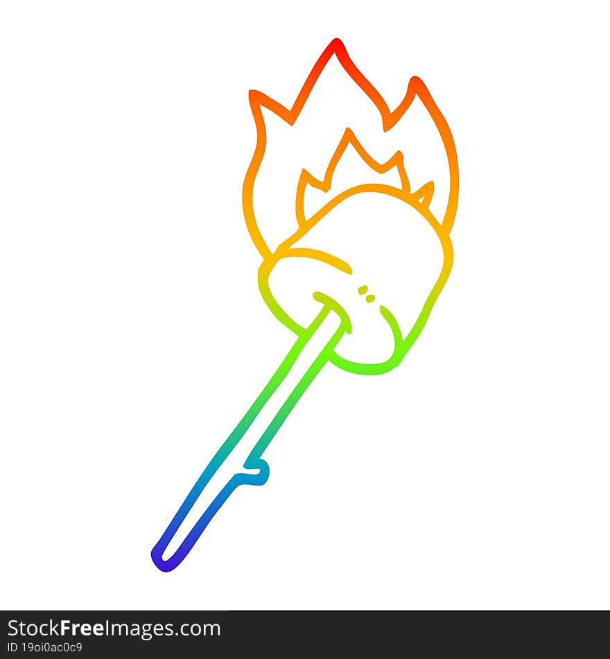 rainbow gradient line drawing cartoon marshmallow on stick