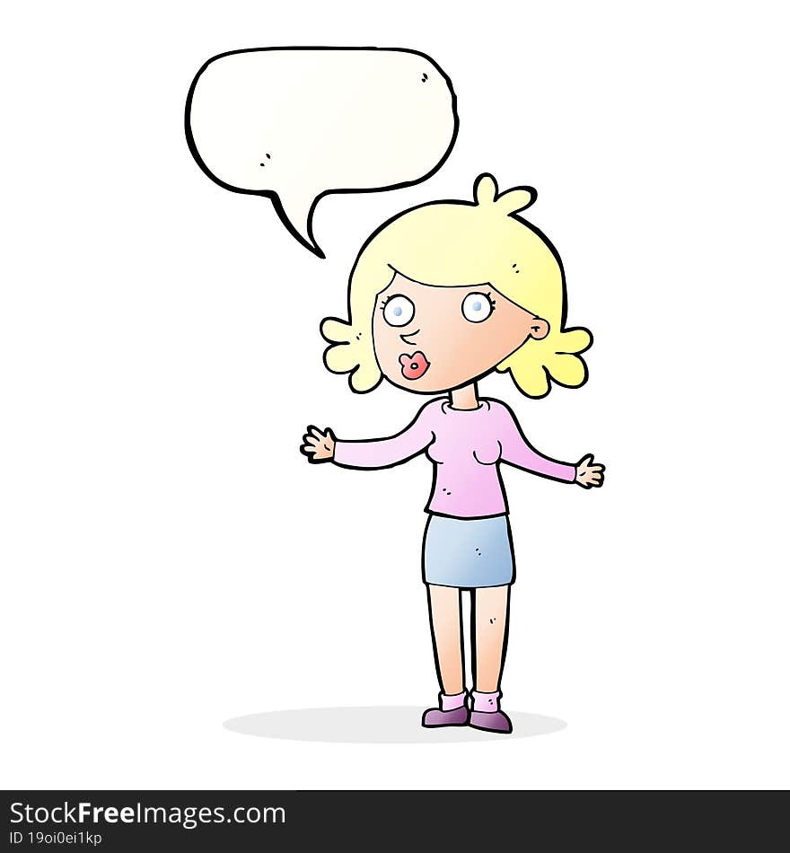 cartoon confused woman with speech bubble