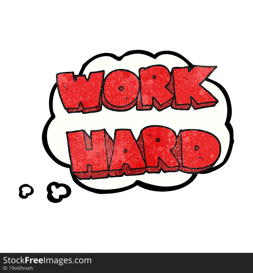 thought bubble textured cartoon work hard symbol