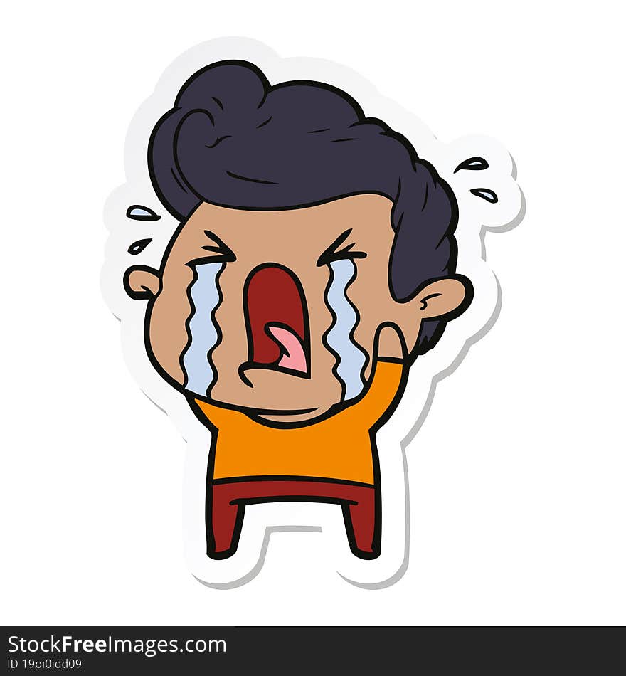 Sticker Of A Cartoon Crying Man