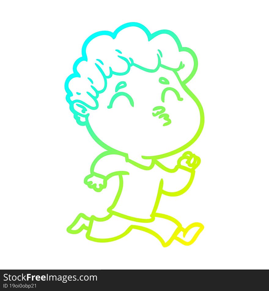 cold gradient line drawing cartoon man pouting