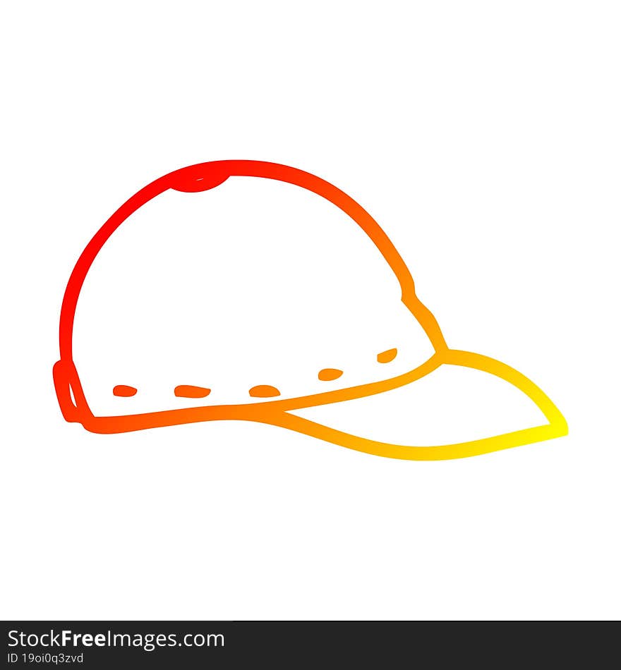 Warm Gradient Line Drawing Cartoon Baseball Cap