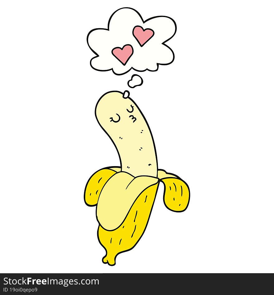 Cartoon Banana In Love And Thought Bubble