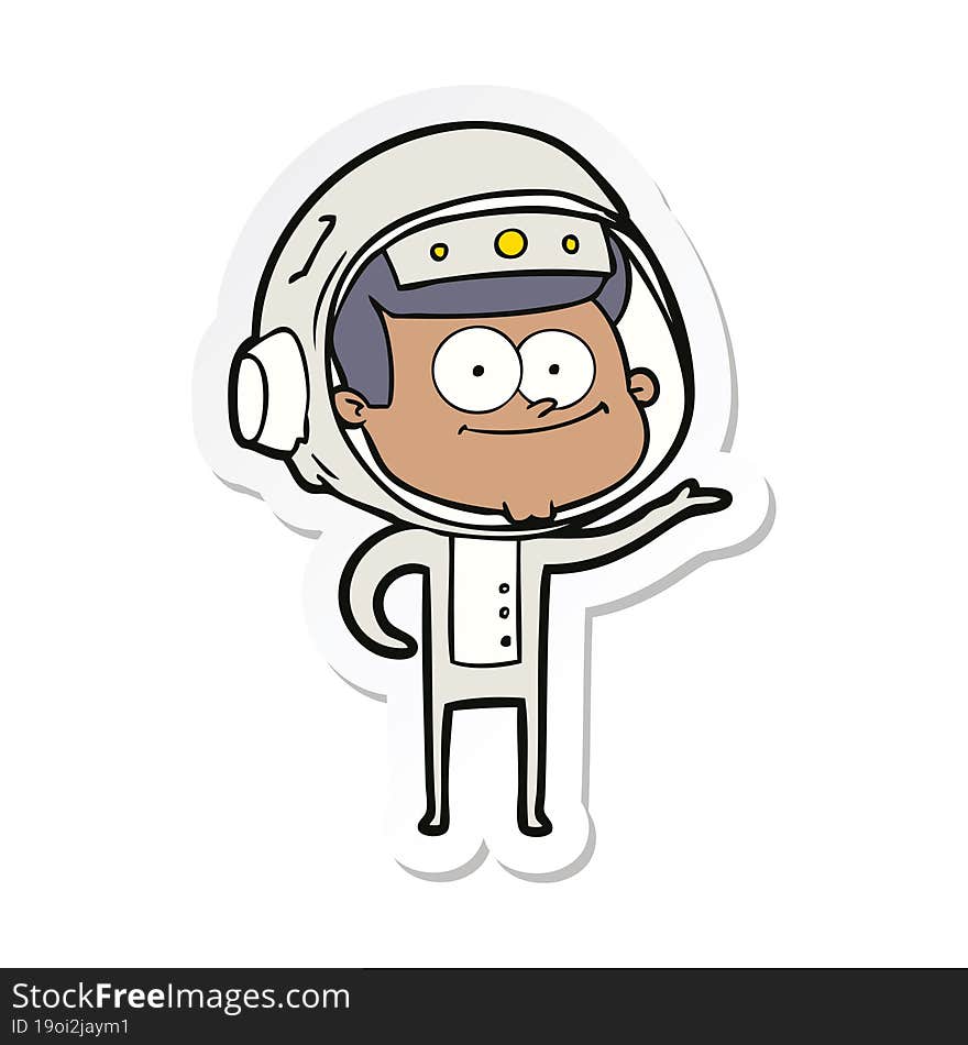 sticker of a happy astronaut cartoon