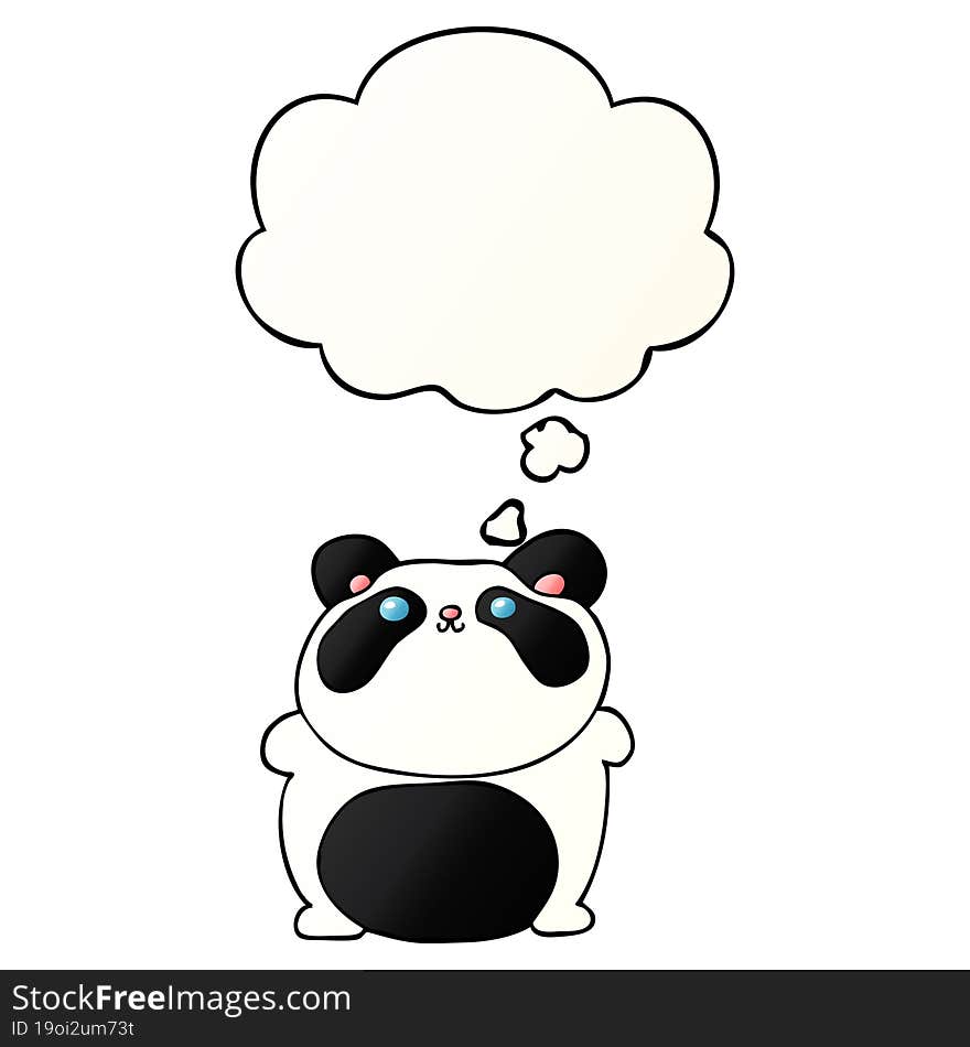 Cartoon Panda And Thought Bubble In Smooth Gradient Style