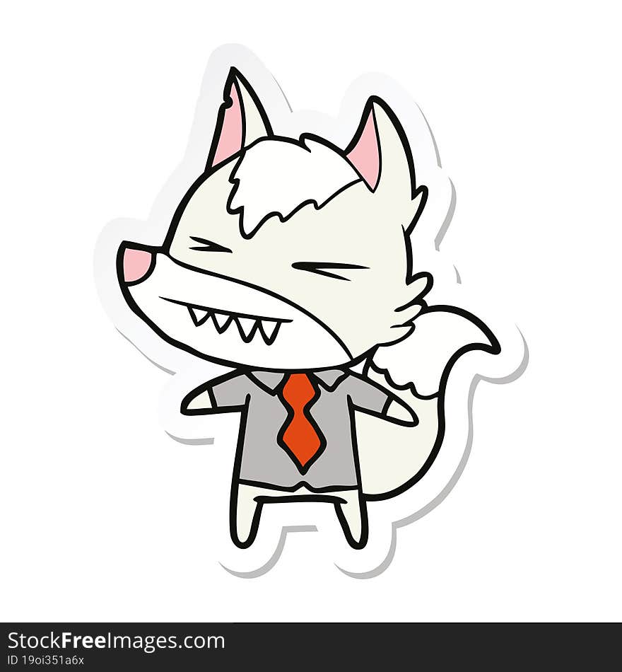 sticker of a angry wolf boss cartoon