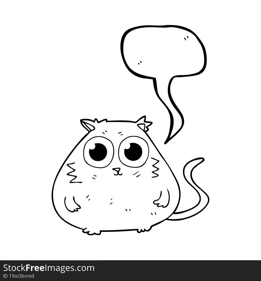 speech bubble cartoon cat with big pretty eyes