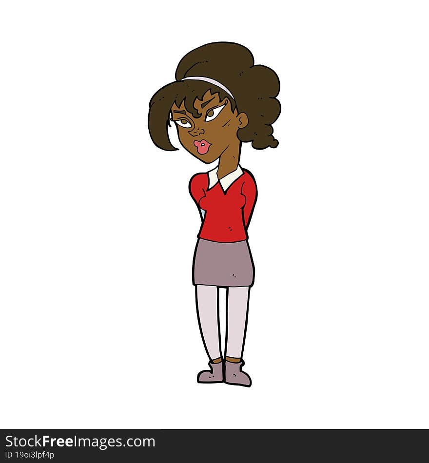 cartoon pretty girl tilting head