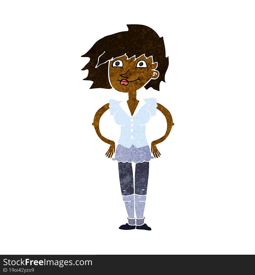 Cartoon Woman With Hands On Hips