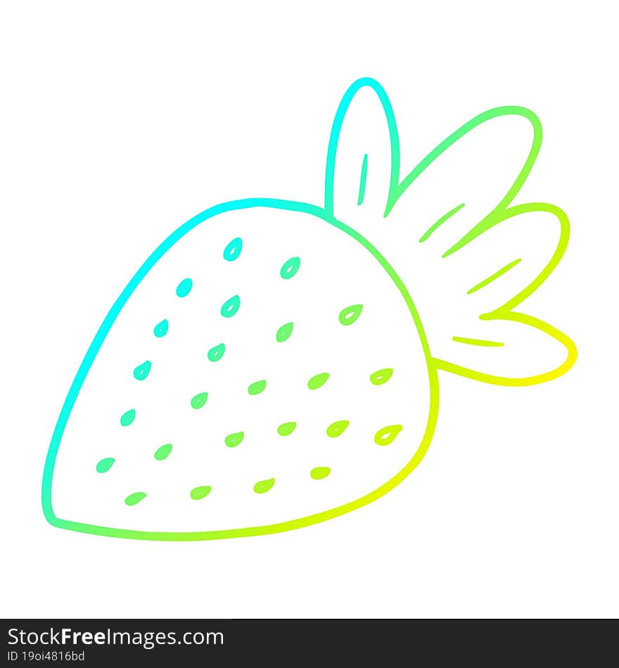 cold gradient line drawing of a cartoon strawberry