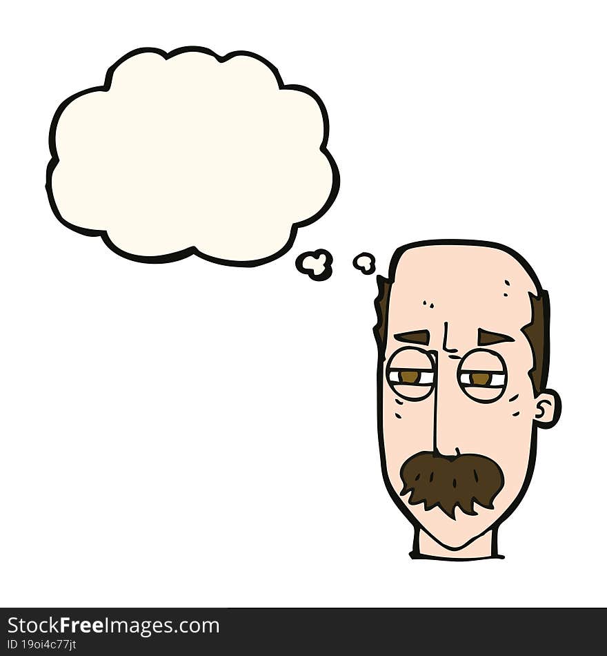 Cartoon Annoyed Old Man With Thought Bubble