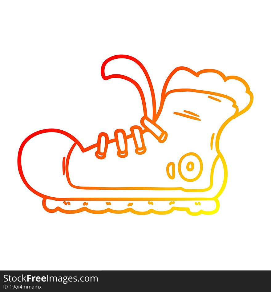 warm gradient line drawing cartoon sneaker