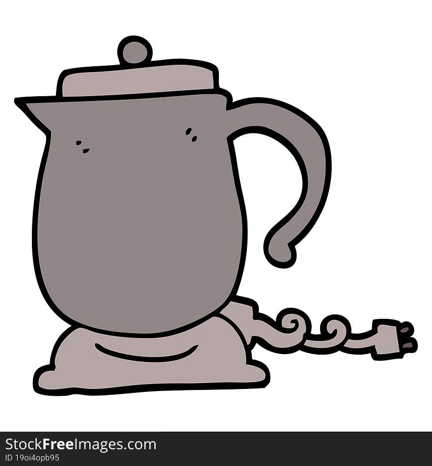 hand drawn doodle style cartoon kettle