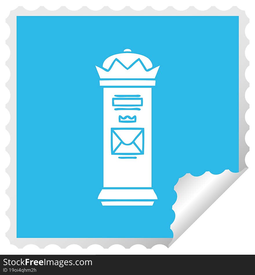 square peeling sticker cartoon british post box