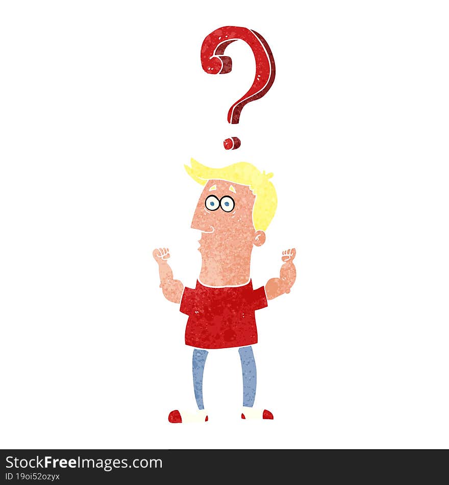 retro cartoon man with question