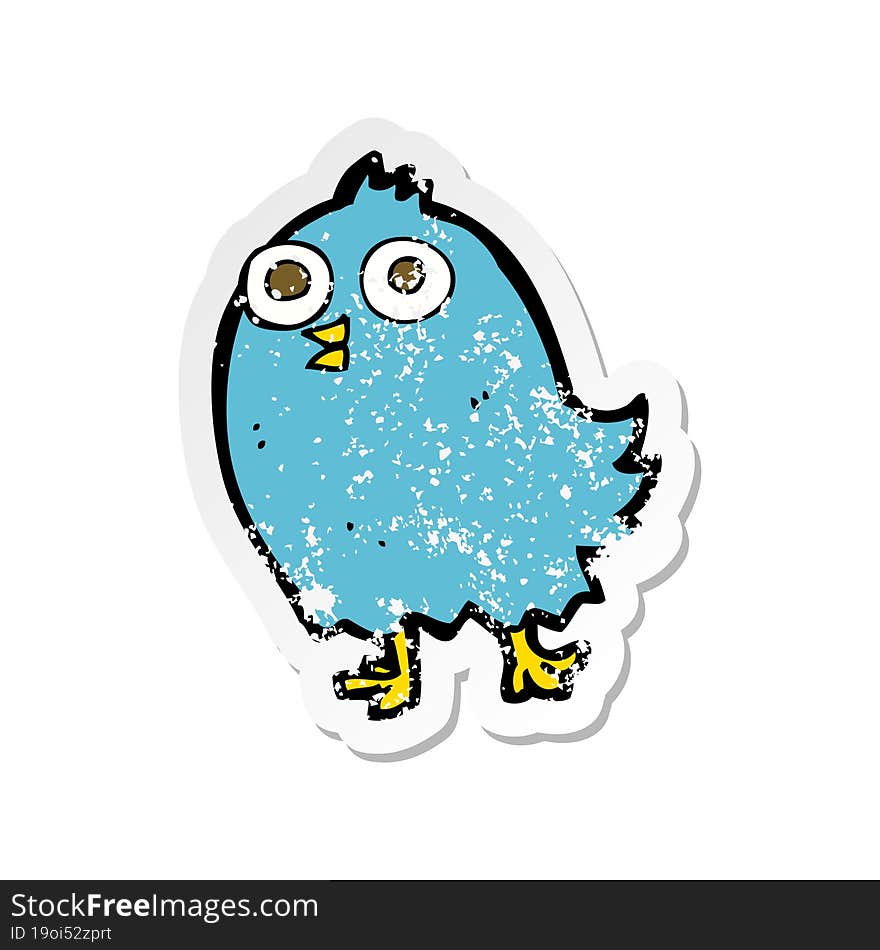 retro distressed sticker of a cartoon happy bird