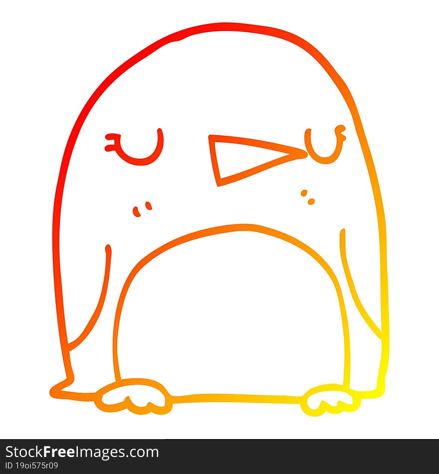 warm gradient line drawing cartoon penguin