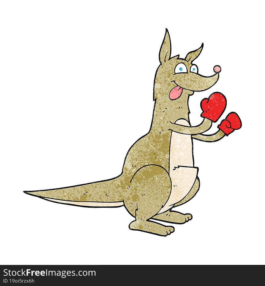 Textured Cartoon Boxing Kangaroo