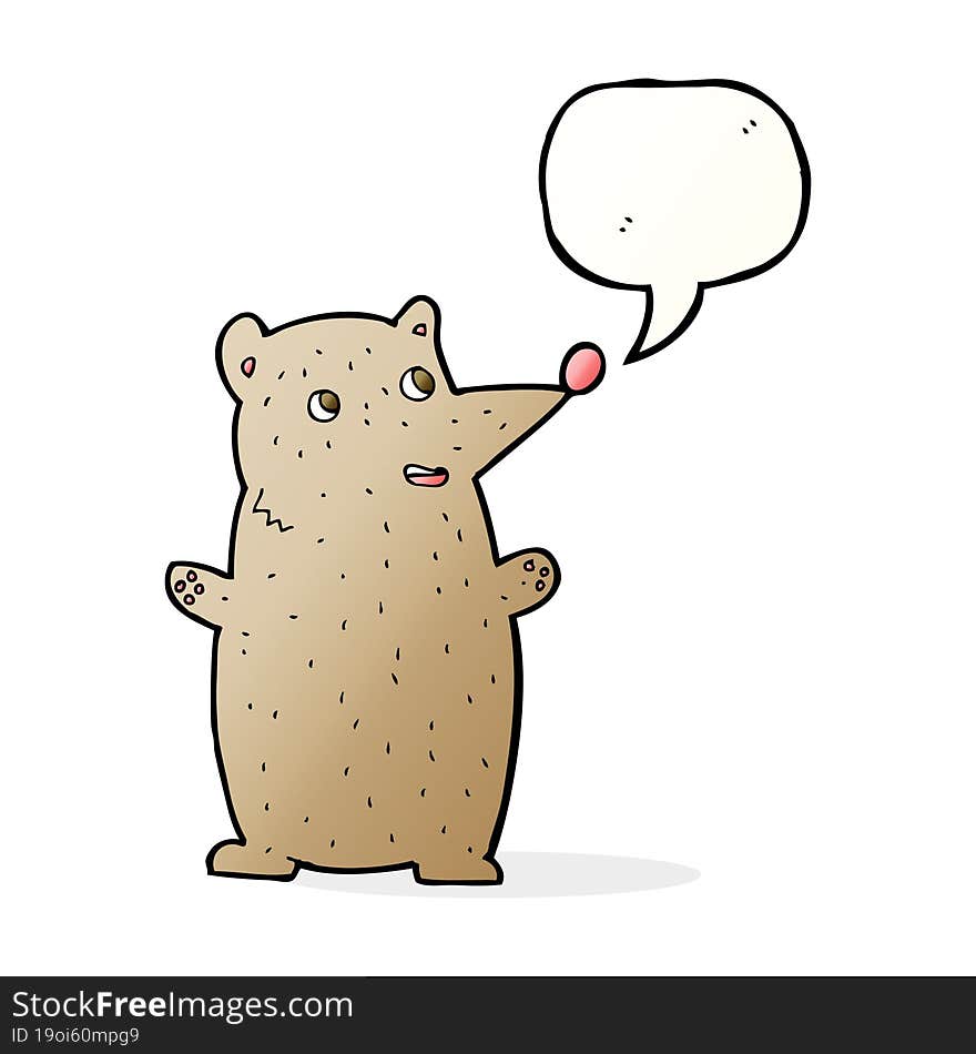 Funny Cartoon Bear With Speech Bubble