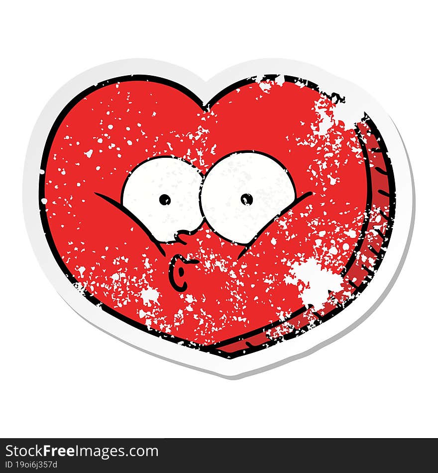 Distressed Sticker Of A Cartoon Love Heart