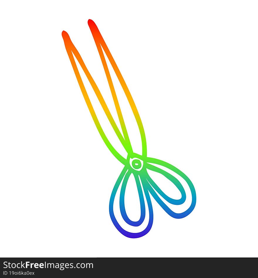 Rainbow Gradient Line Drawing Cartoon Scissors