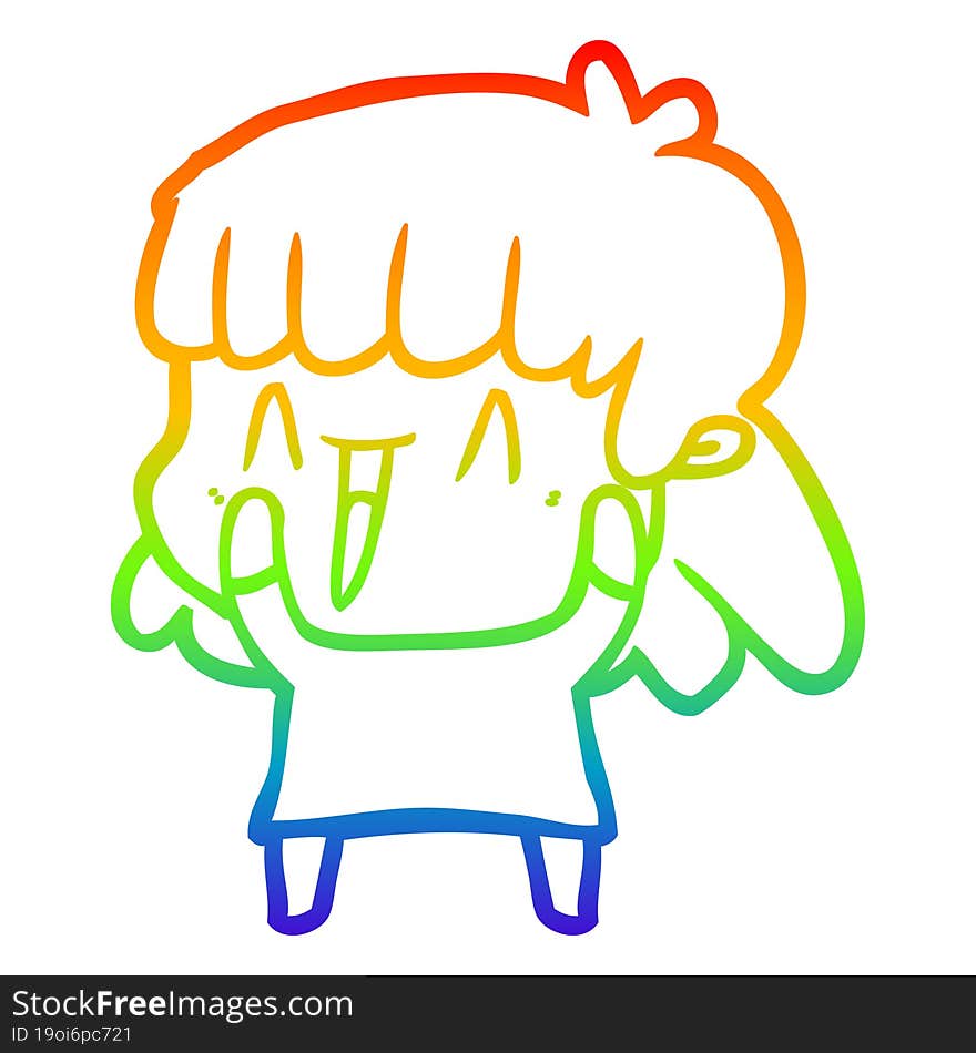 rainbow gradient line drawing of a cartoon woman