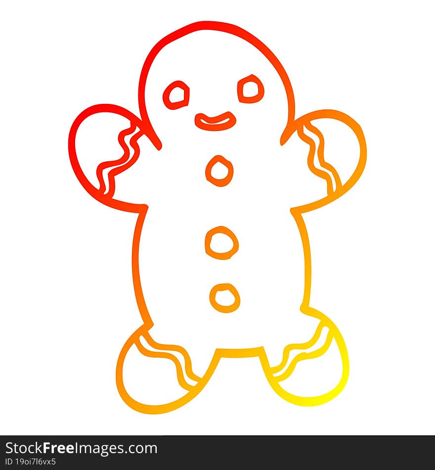 warm gradient line drawing cartoon christmas gingerbread