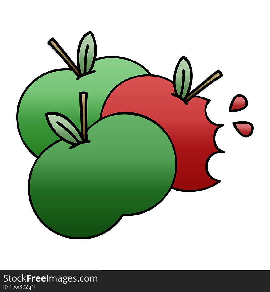 gradient shaded cartoon juicy apple