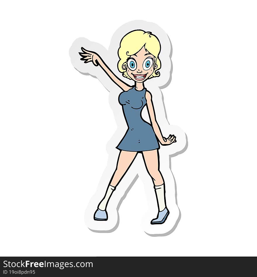 sticker of a cartoon party girl