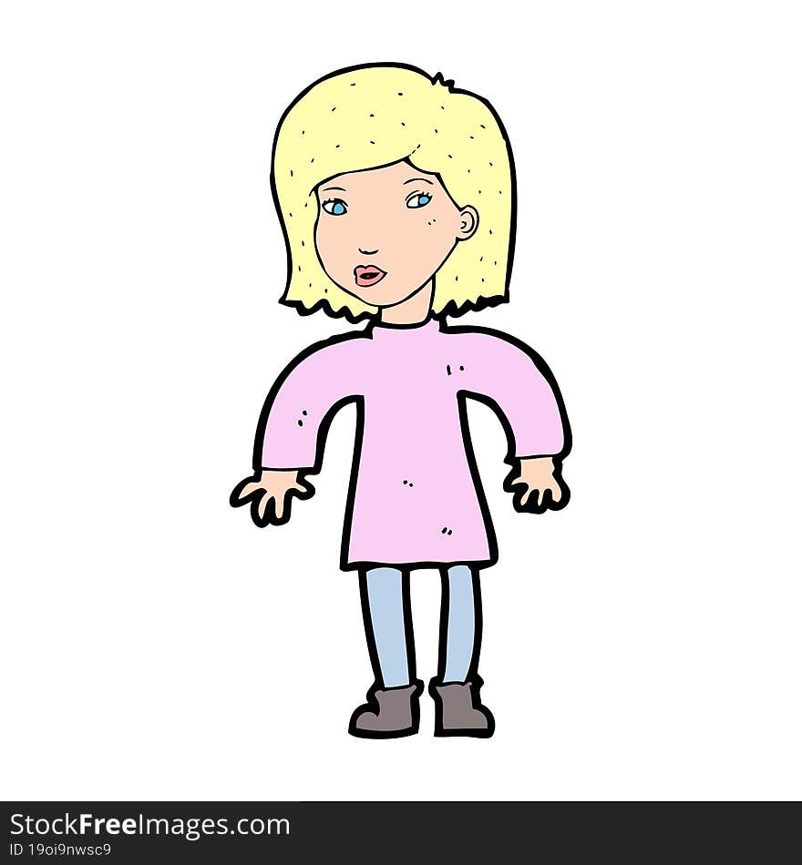 cartoon cautious woman