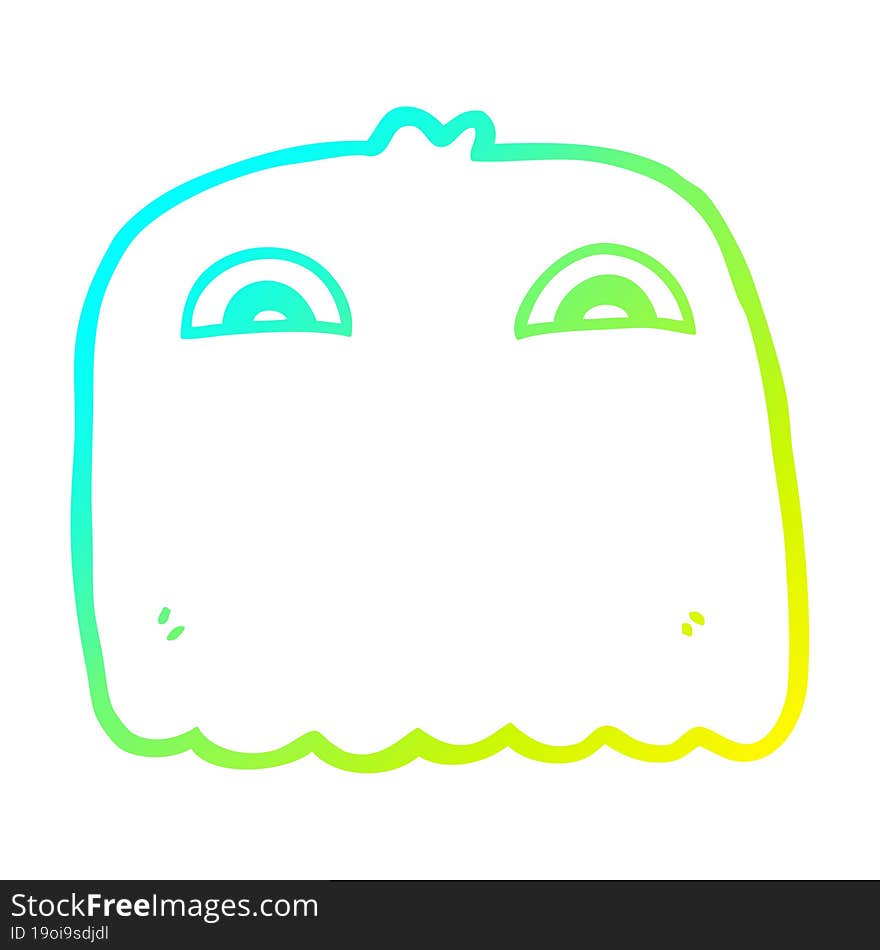 cold gradient line drawing of a cartoon ghost