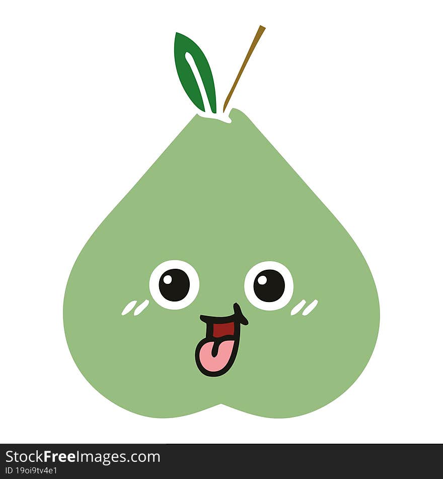 flat color retro cartoon of a pear