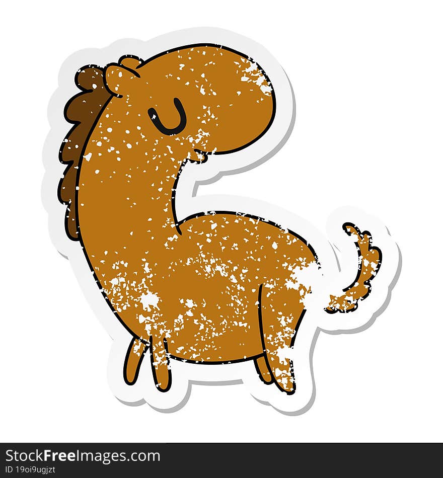 distressed sticker cartoon kawaii of a cute horse