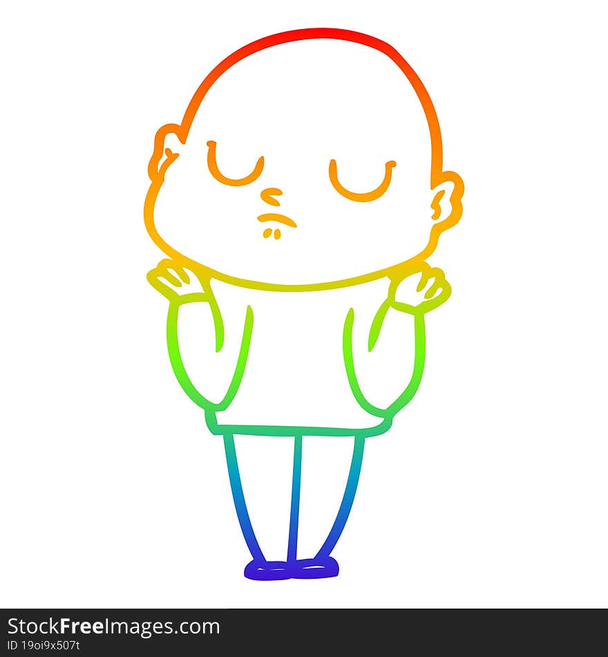 rainbow gradient line drawing of a cartoon bald man