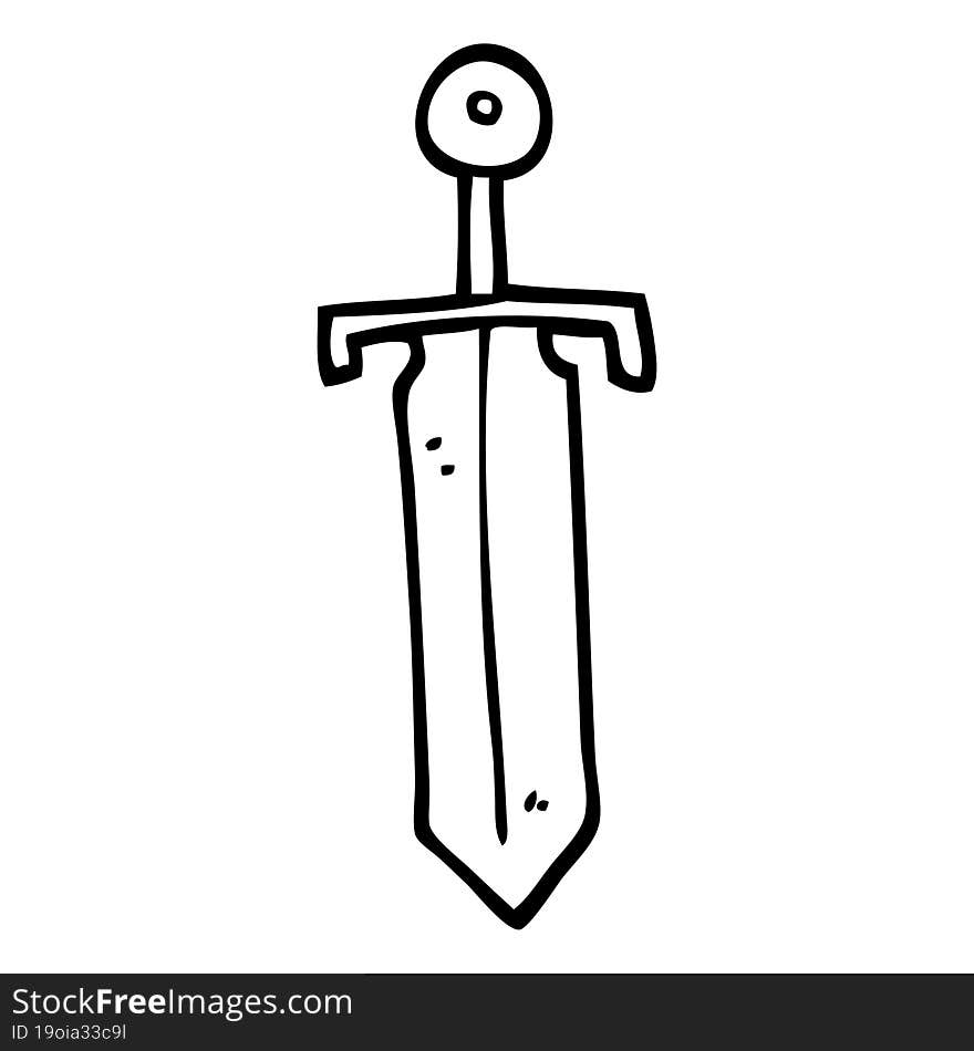 line drawing cartoon bronze sword