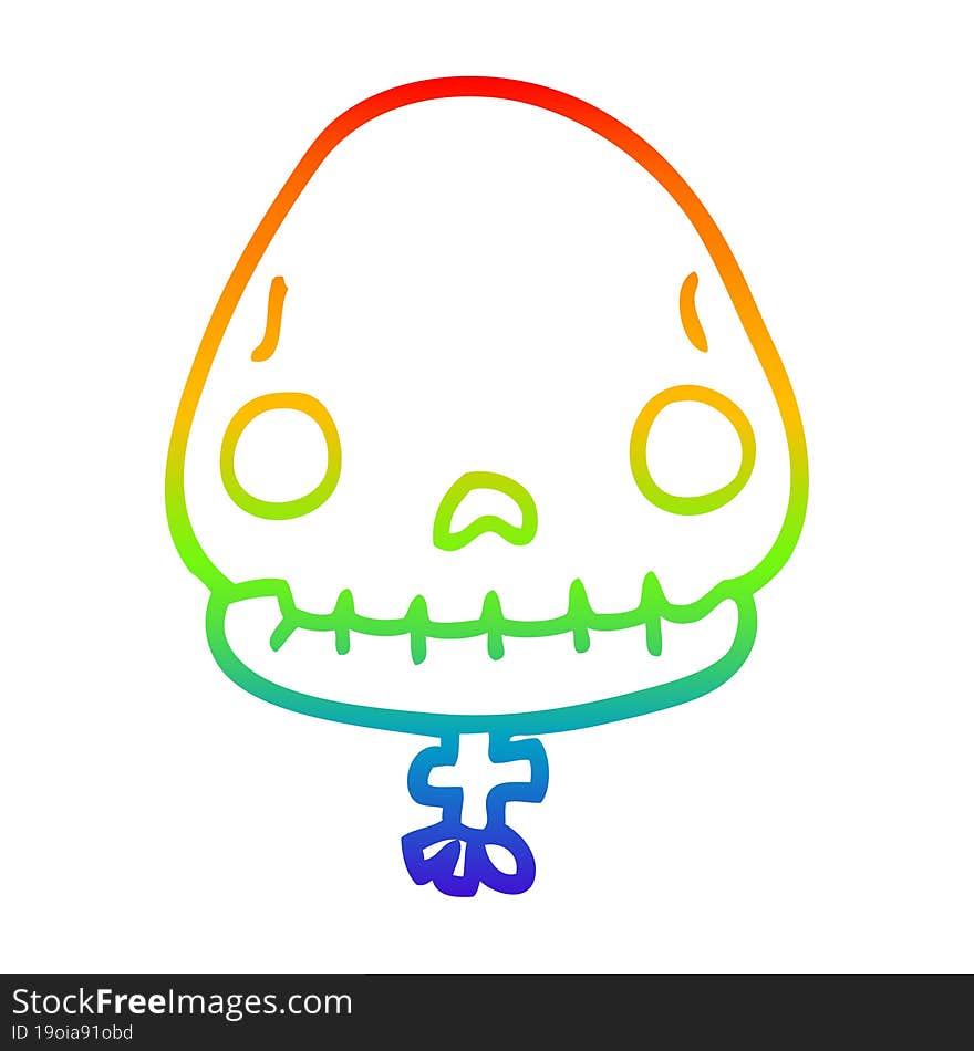 rainbow gradient line drawing cartoon halloween skull