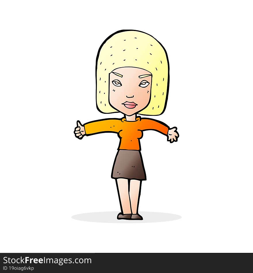 cartoon woman giving thumbs up symbol