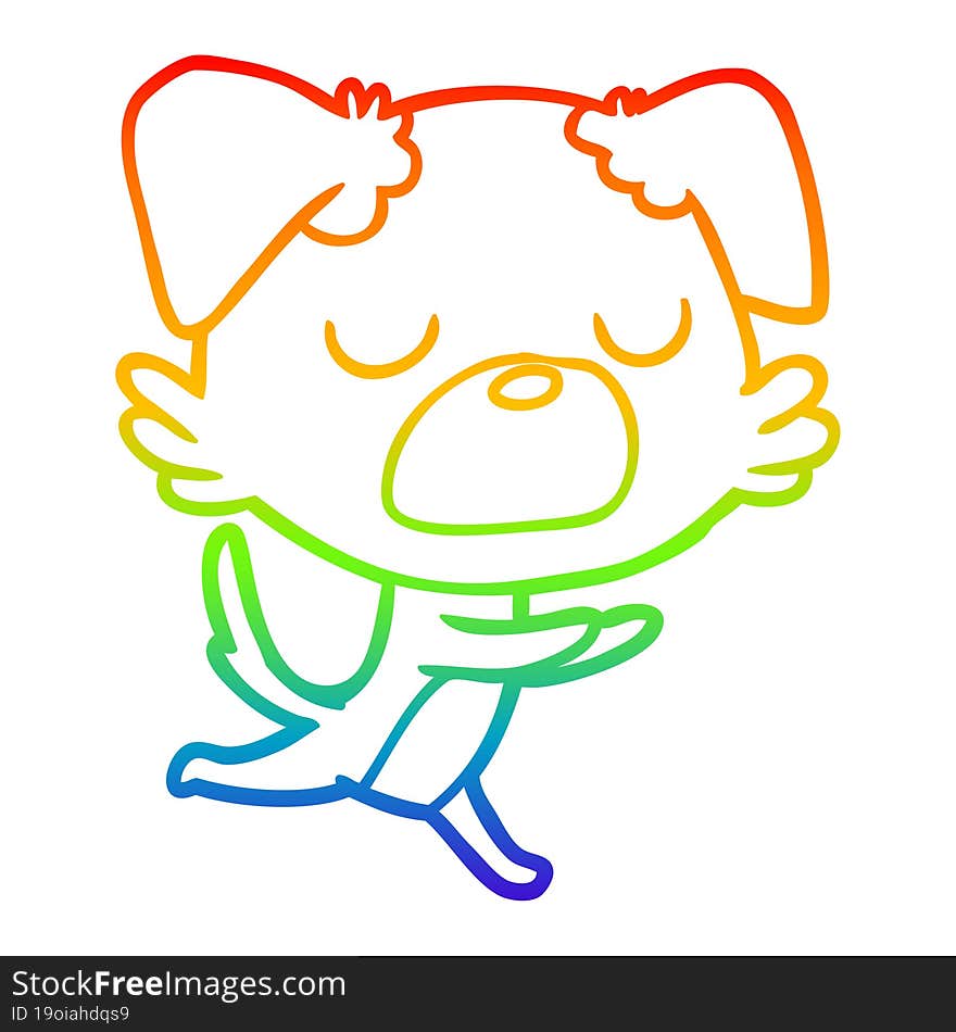 Rainbow Gradient Line Drawing Cartoon Dog