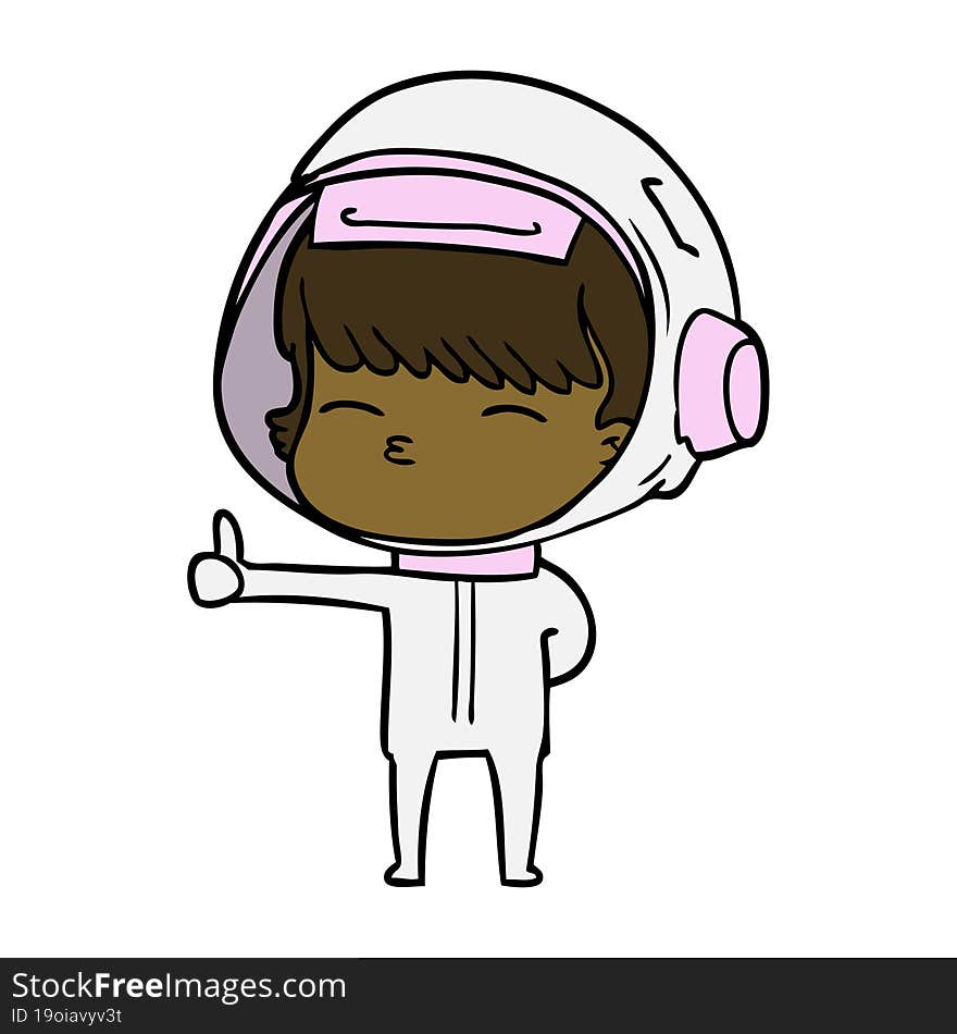 cartoon curious astronaut giving thumbs up. cartoon curious astronaut giving thumbs up