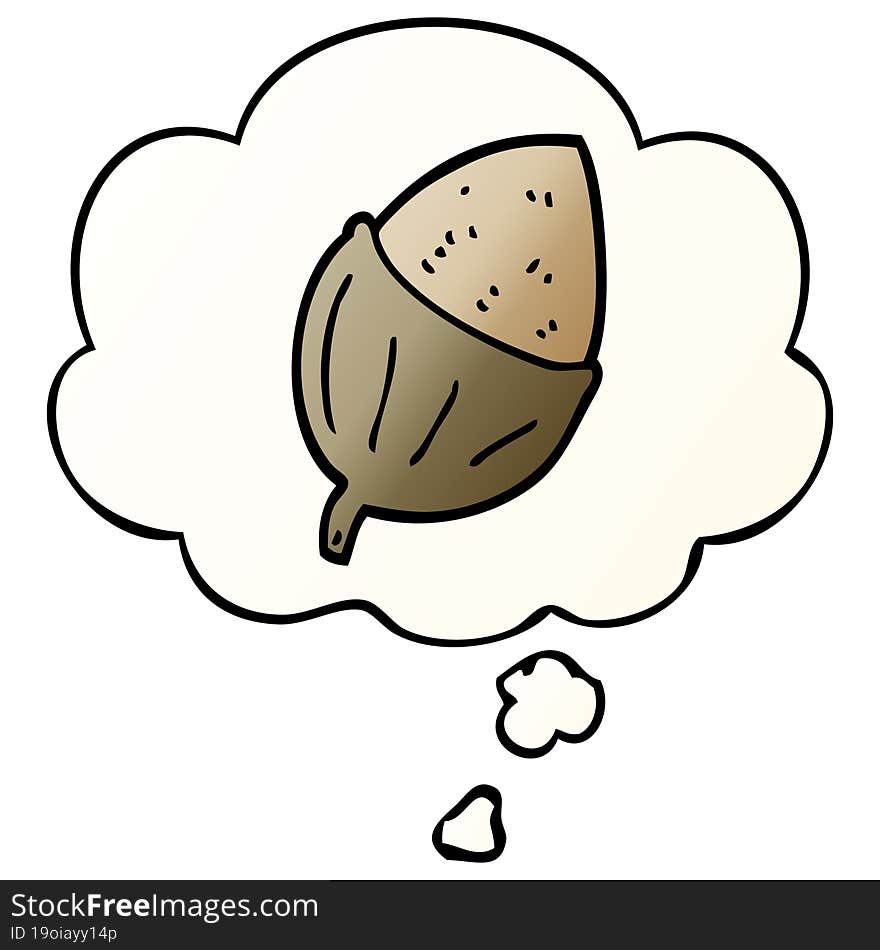 Cartoon Acorn And Thought Bubble In Smooth Gradient Style