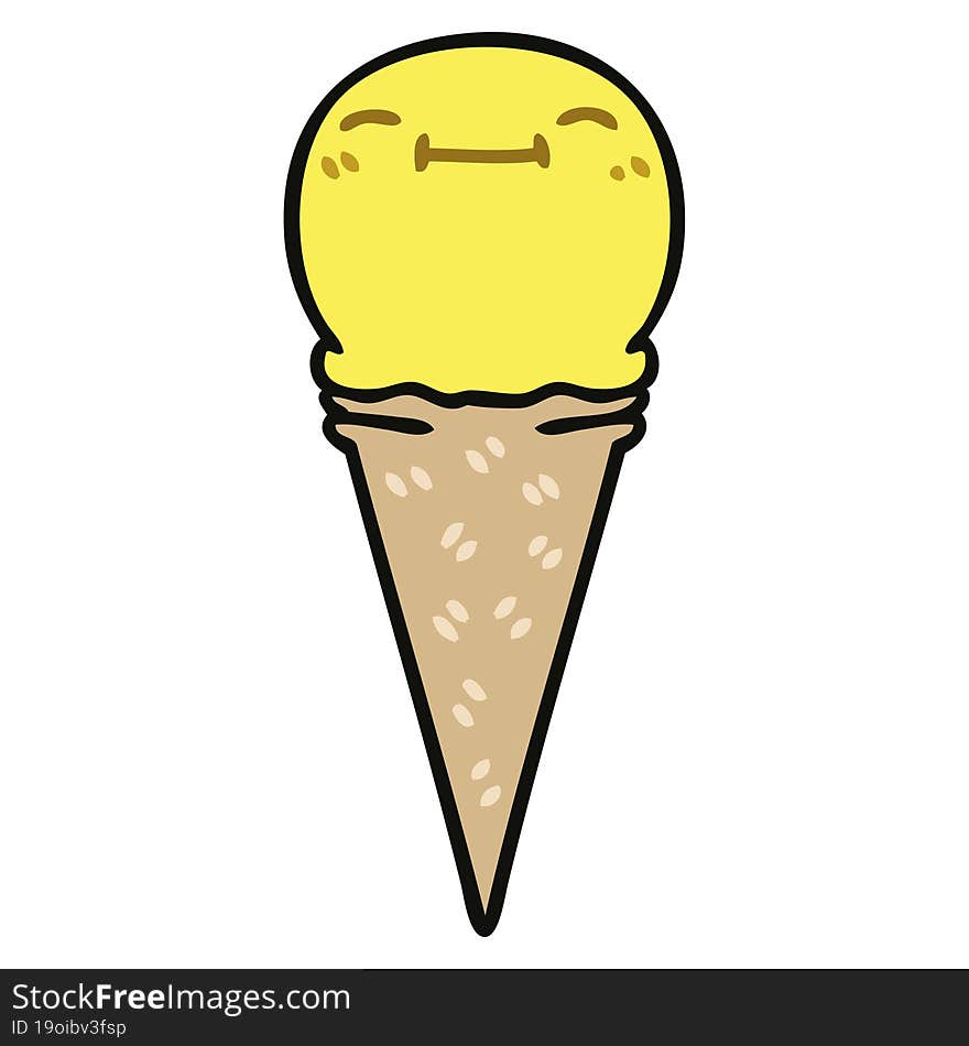 quirky hand drawn cartoon happy ice cream