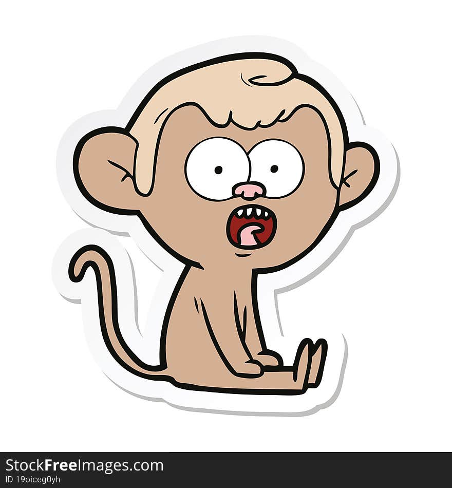 Sticker Of A Cartoon Shocked Monkey