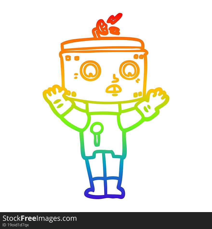 rainbow gradient line drawing cartoon robot