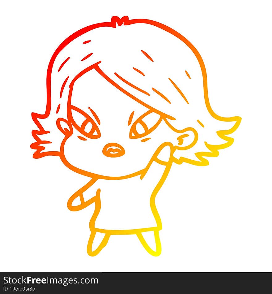 warm gradient line drawing of a cartoon stressed woman