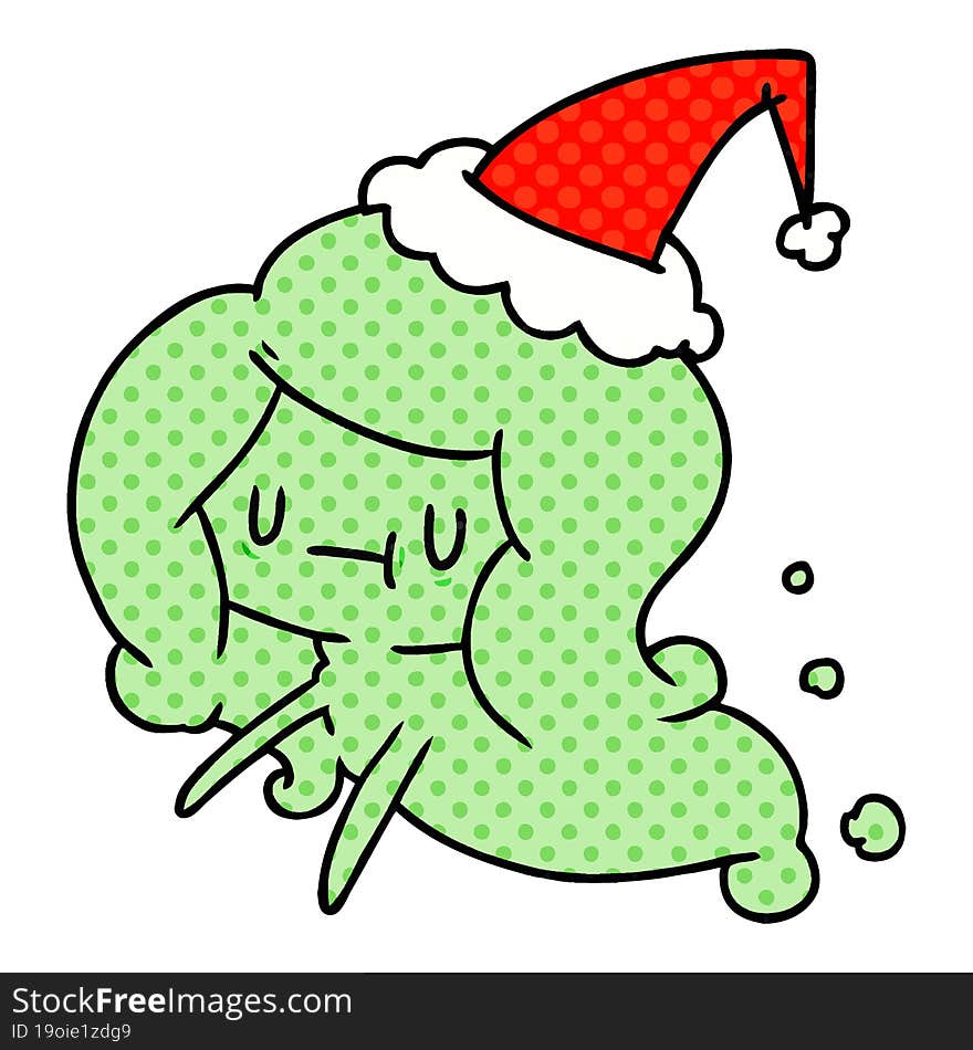 christmas cartoon of kawaii ghost