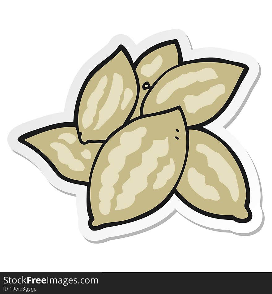 sticker of a cartoon almonds