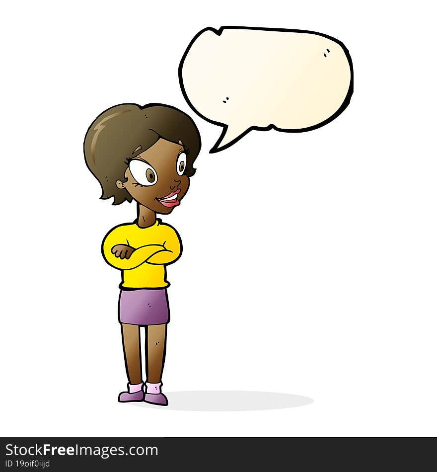 cartoon pretty woman with speech bubble