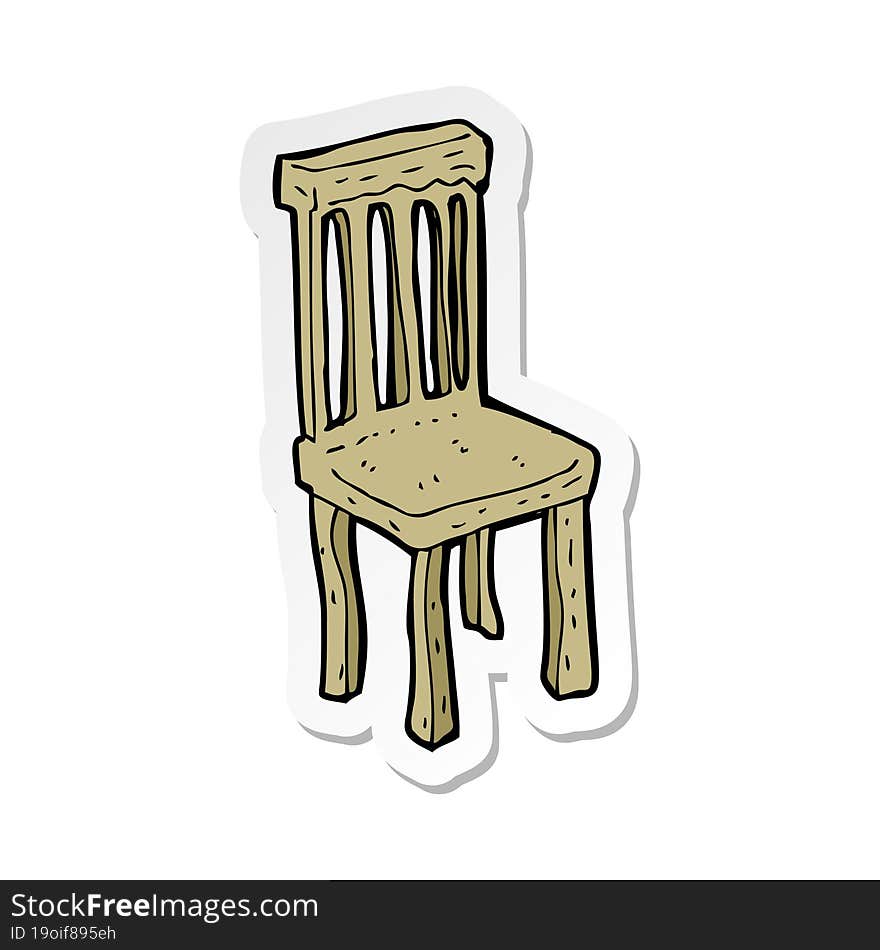 sticker of a cartoon old wooden chair