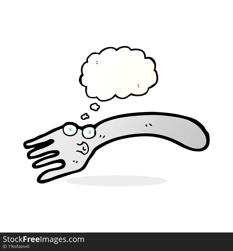 cartoon fork with thought bubble